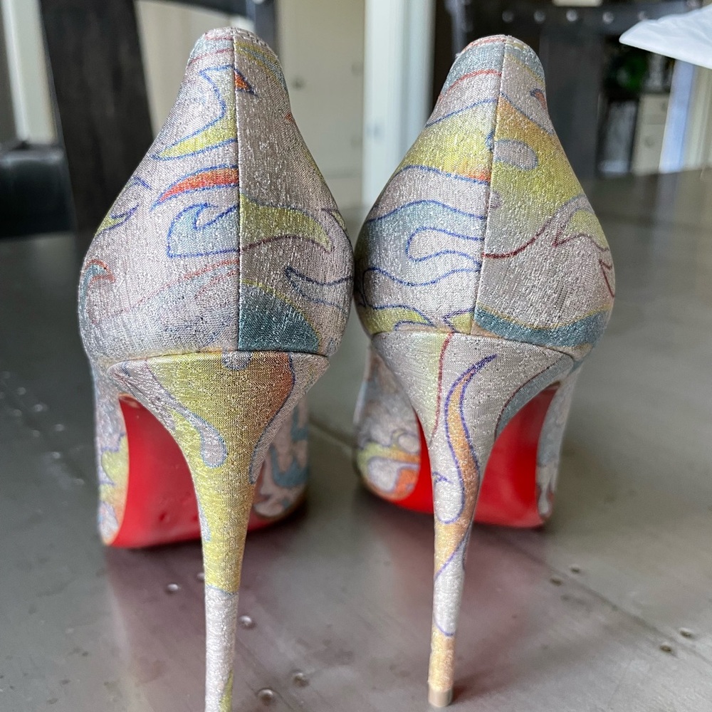 christian louboutin pigalle follies lurex flame gold fabric stiletto sz 36 - Picture 7 of 10
